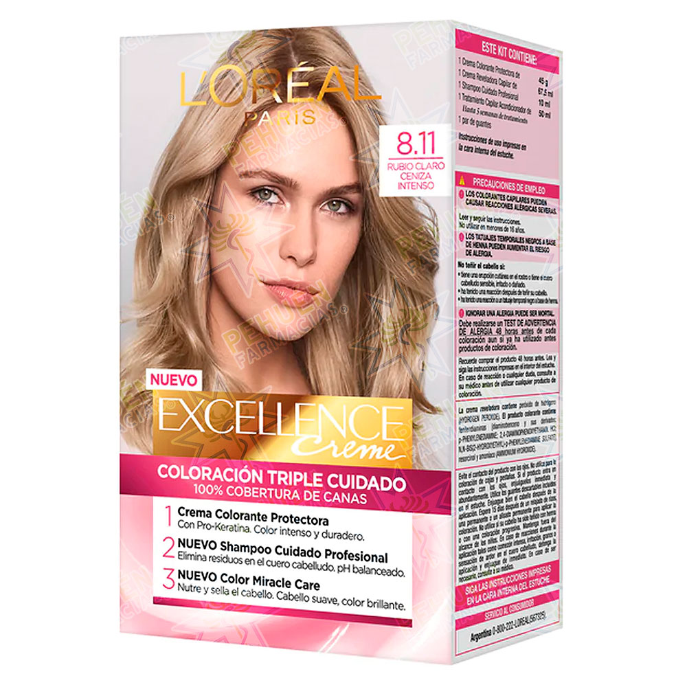 Excellence Creme 8.11 Rubio Claro Cenizo Profundo Tintura Permanente L'oreal