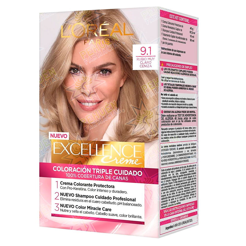 Excellence Creme 9.1 Rubio Muy Claro Cenizo Tintura Permanente L'oreal