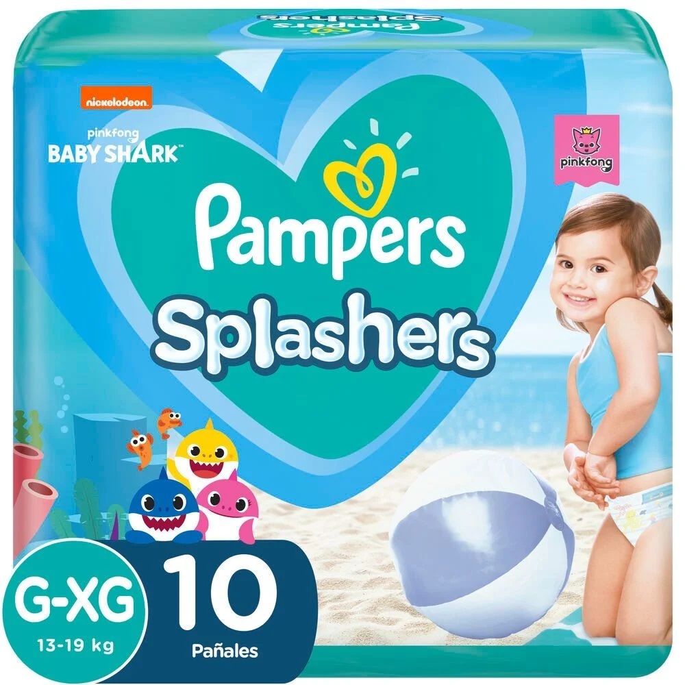 Pampers Splashers Pañales para Piscina Talla G-XG 13-19 Kg 10 Unidades