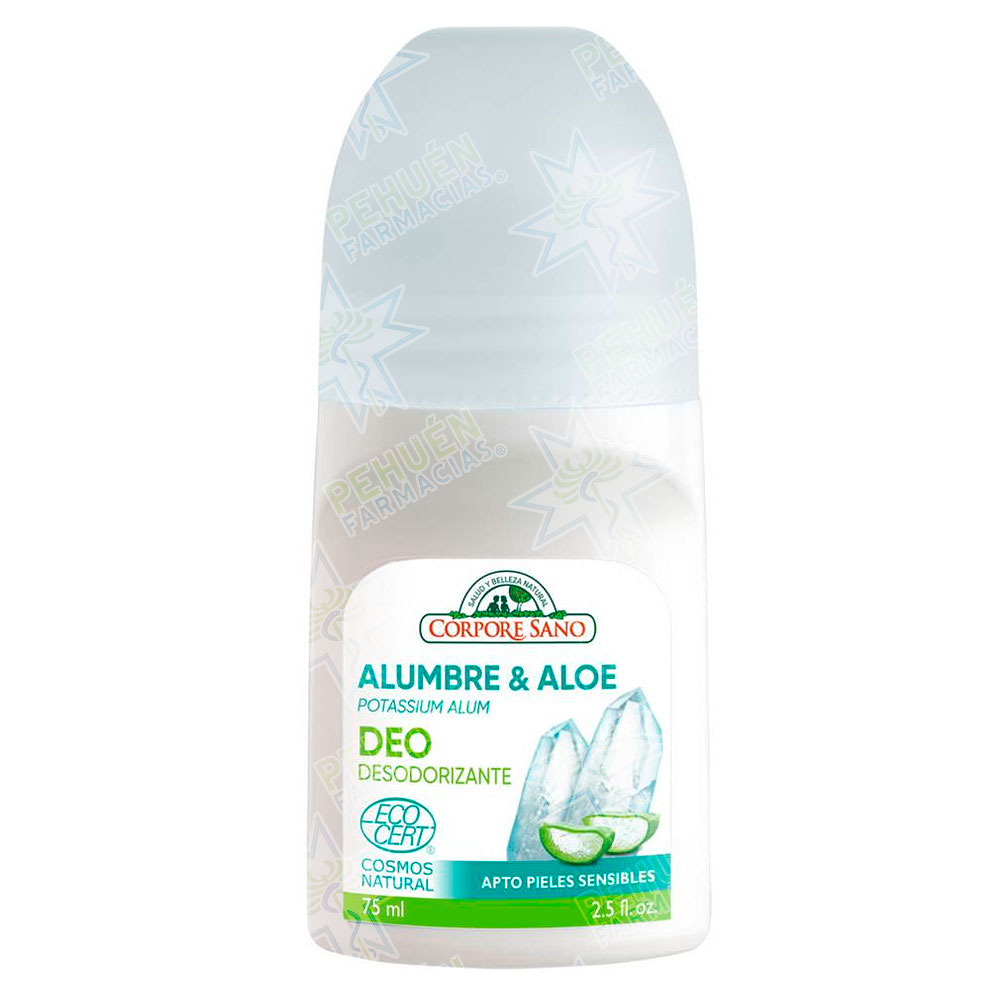 Corpore Sano Desodorante Roll-On Alumbre Potásico Aloe Vera Bio Ecocert Cosmos 75 mL