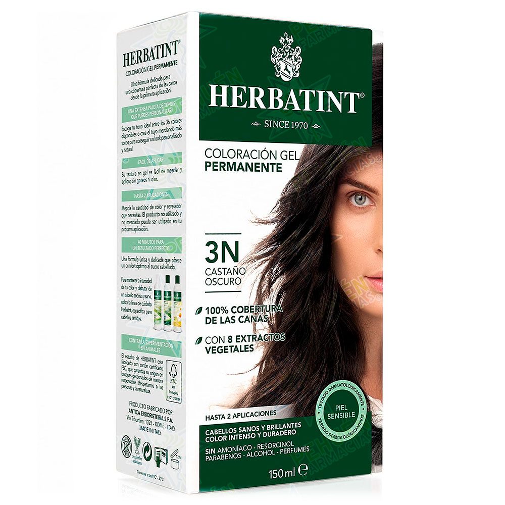 Herbatint 3N Castaño Oscuro Tintura Permanente Gel 150 mL