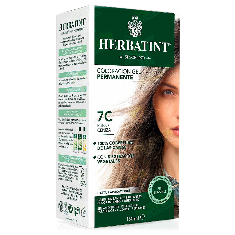Herbatint 7C Rubio Ceniza Tintura Permanente Gel 150 mL