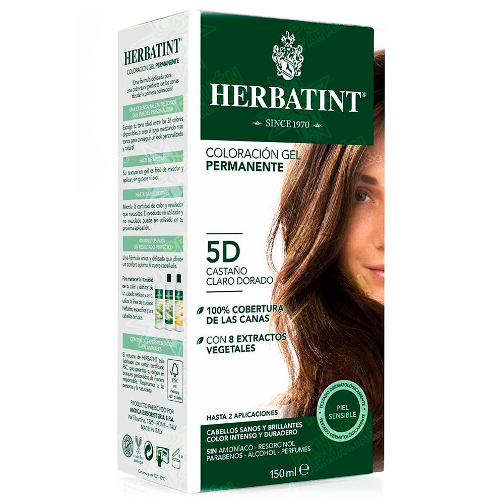 Herbatint 5D Castaño Claro Dorado Tintura Permanente Gel 150 mL