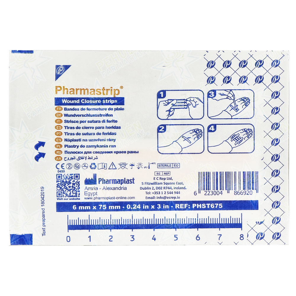 PharmaStrip 6 x 75 mm Sutura Cutánea Adhesiva 6 Puntos Pharmaplast