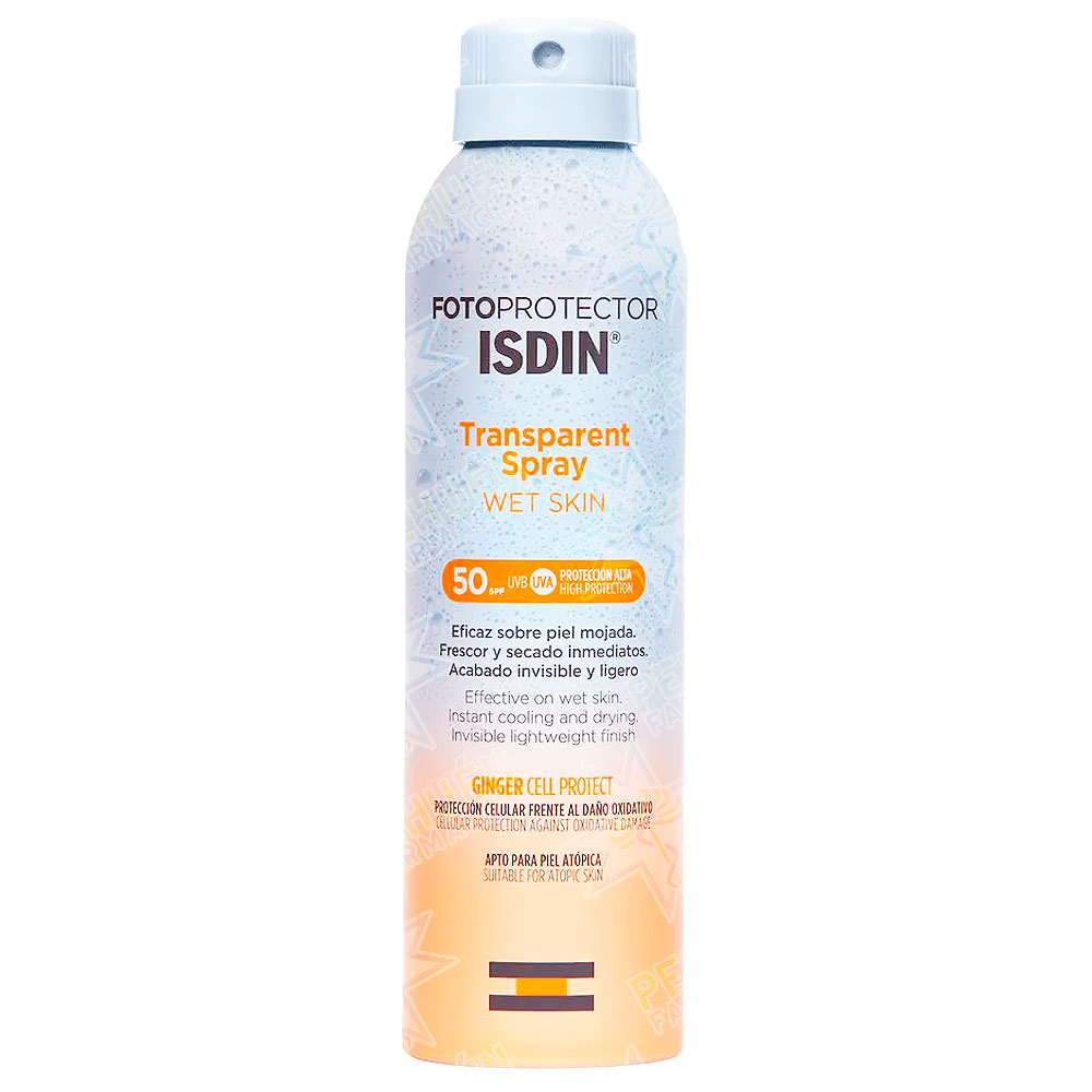 Fotoprotector Transparent Spray Wet Skin FPS 50+ 250 mL Isdin