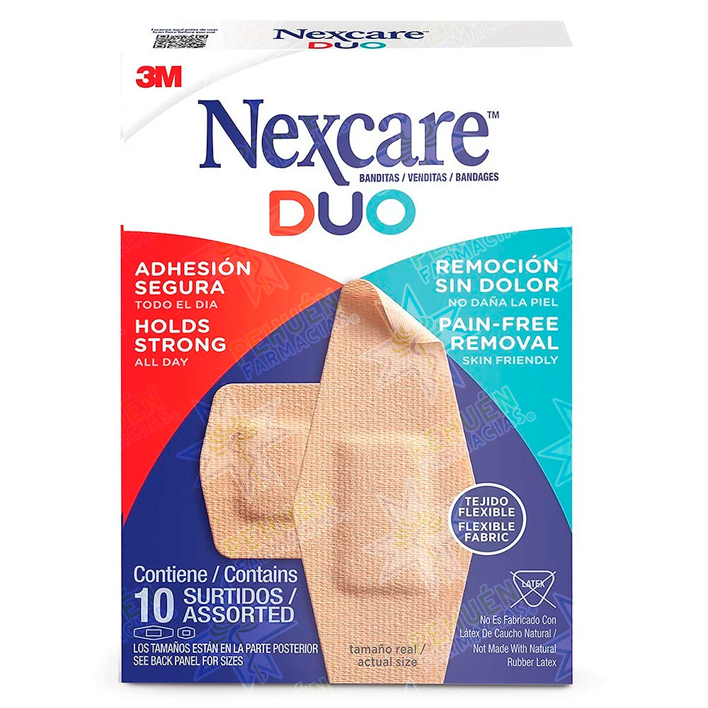 Nexcare Parche Curita DUO Remoción Sin Dolor 10 Unidades Surtidas