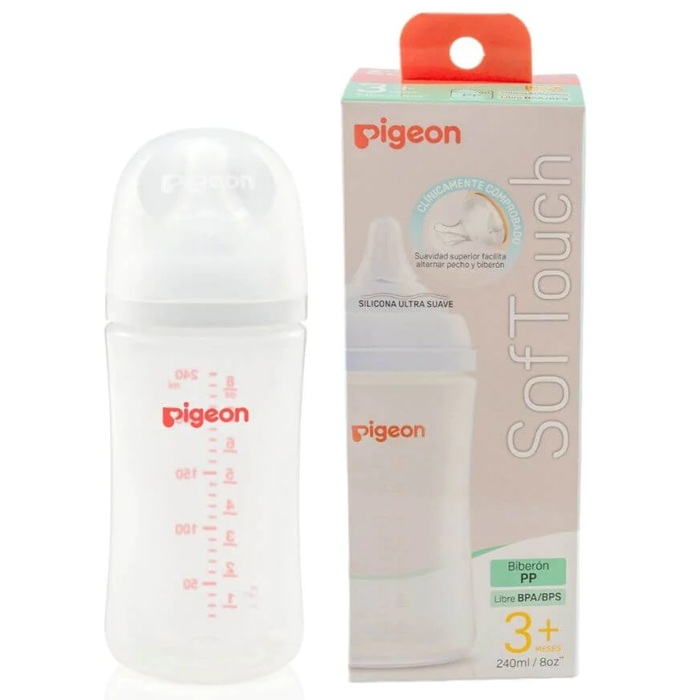 Pigeon SofTouch Boca Ancha 3m+ Mamadera PP 240 mL