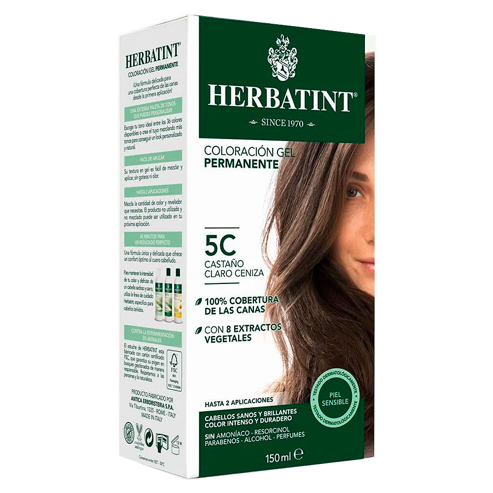 Herbatint 5C Castaño Claro Ceniza Tintura Permanente Gel 150 mL