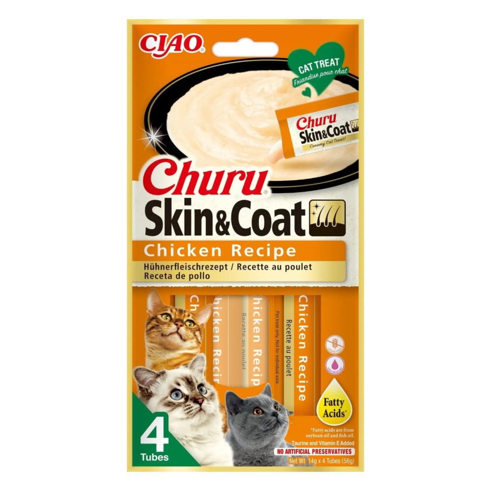 Churu Piel y Pelaje Pollo Snack Cremoso Gatos 4 sachet x 14 g