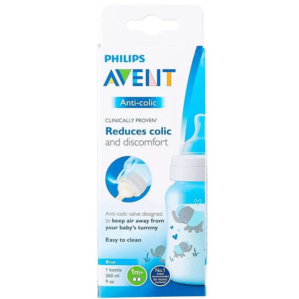 Avent Anti-Colic Mamadera 1m+ Celeste 260 mL Philips