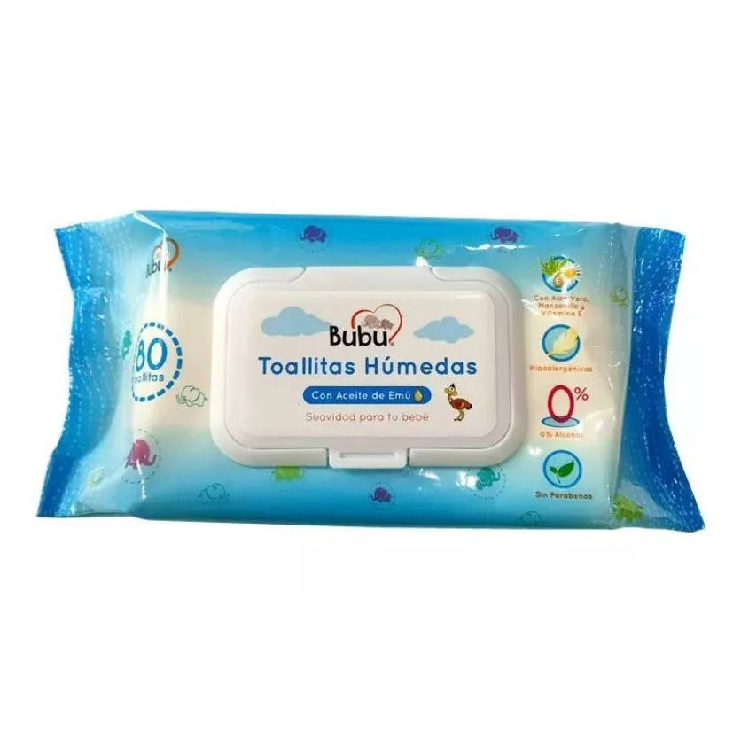 Bubu Toallitas Húmedas con Tapa 80 Unidades