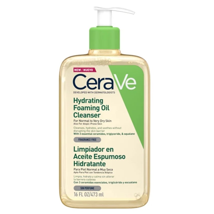 CeraVe Limpiador Aceite Espumoso Hidratante Piel Normal a Seca 473 mL