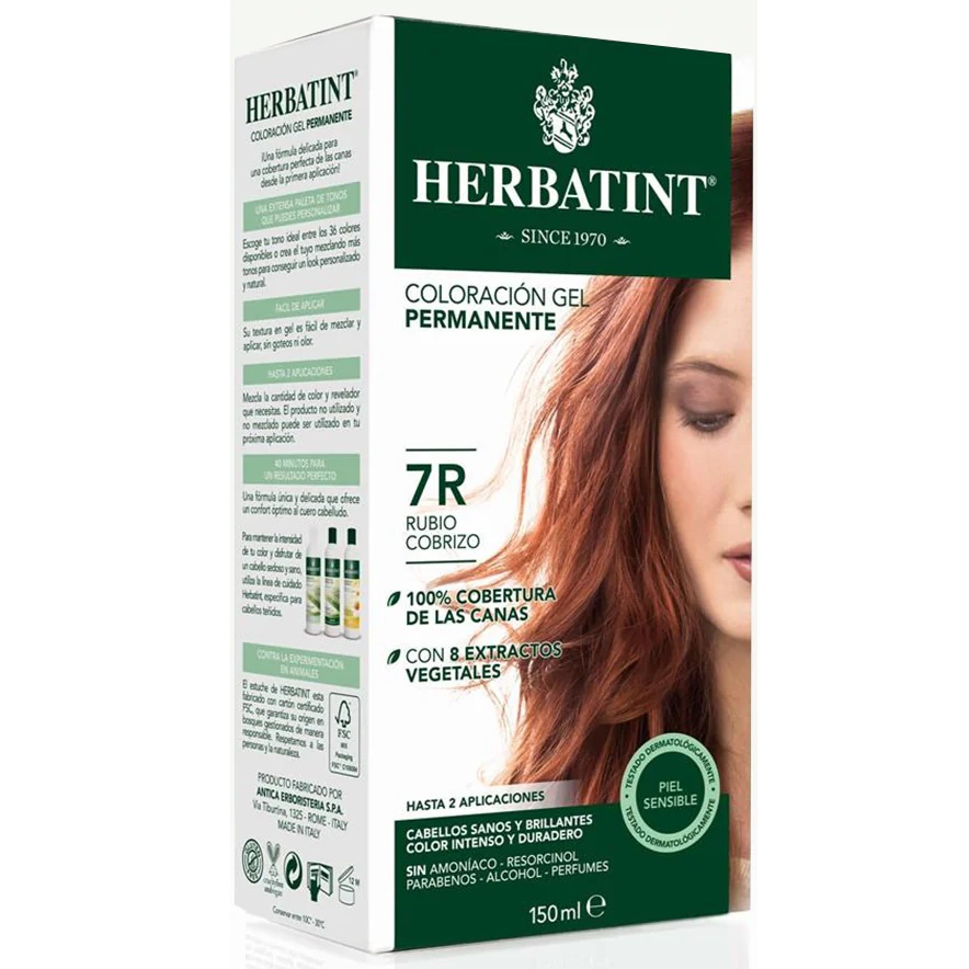 Herbatint 7R Rubio Cobrizo Tintura Permanente Gel 150 mL