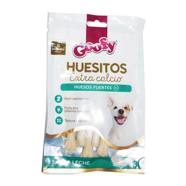 Goofy 6 Huesitos Extra Calcio Cachorros Sabor Leche