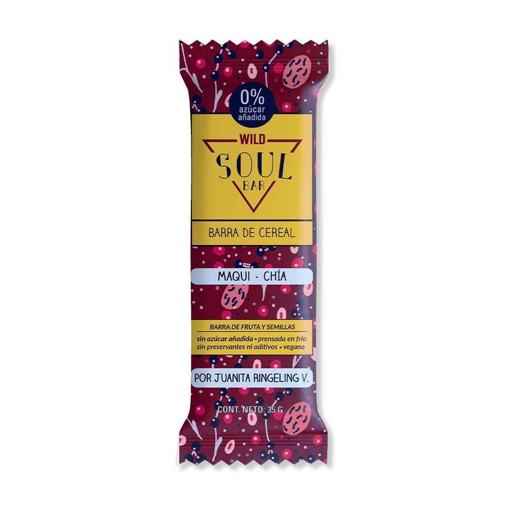 Wild Soul Bar Maqui Chía Barra de Cereal, Frutas y Semillas 35 g