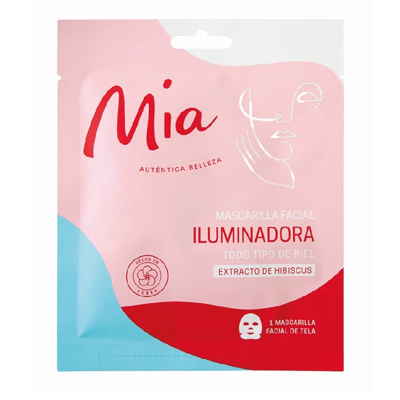 Mascarilla Facial Coreana Iluminadora Extracto de Hibiscus Mia