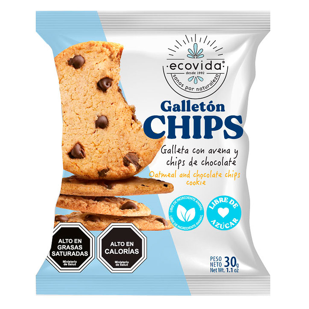 Ecovida Galletón Chips Avena Sin Azúcar 40 g