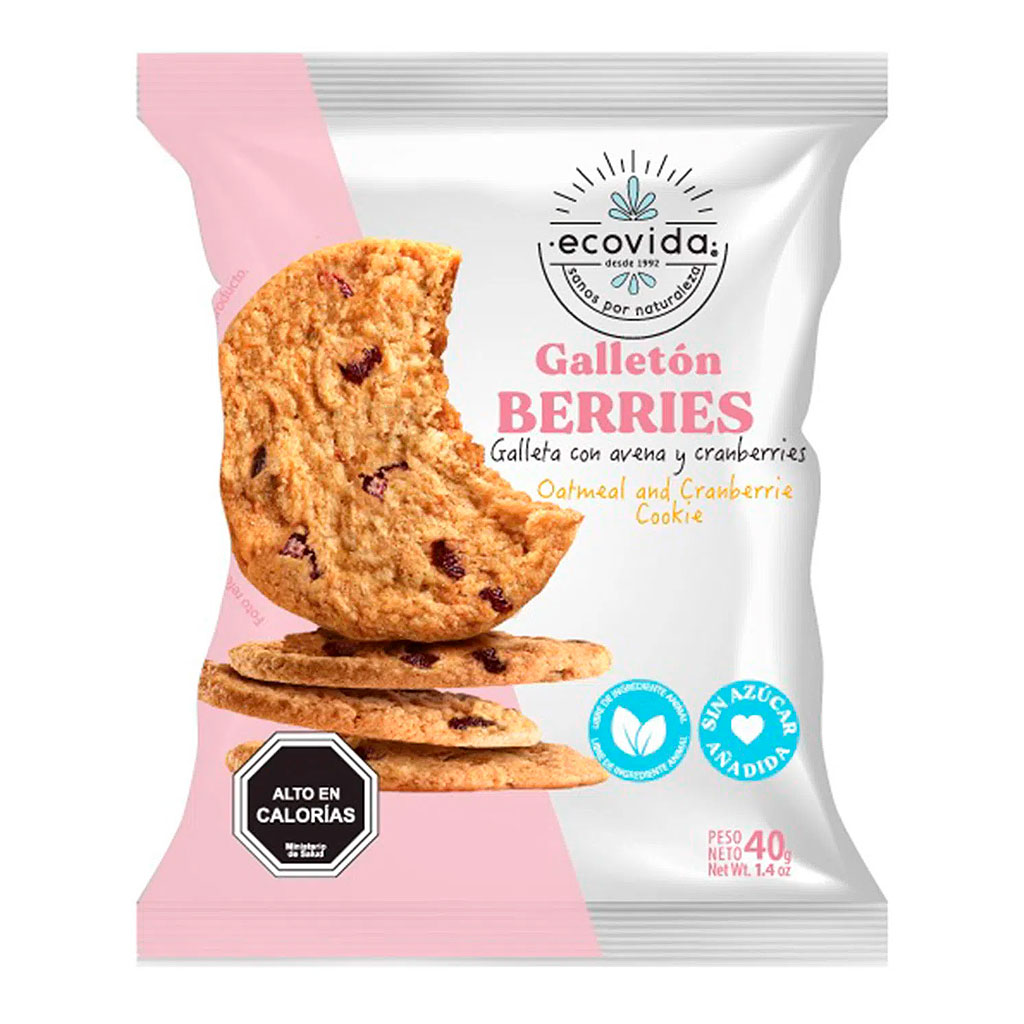 Ecovida Galletón Berries Avena Sin Azúcar 40 g