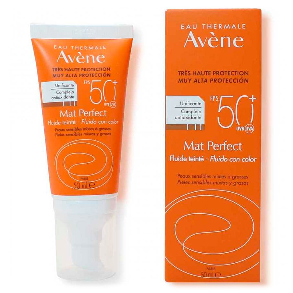 Avène Mat Perfect con Color Bloqueador Rostro Matificante Fps 50+ 50 mL Pierre Fabre