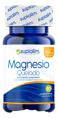 Magnesio Quelado 500 mg 60 Comprimidos Suplalim