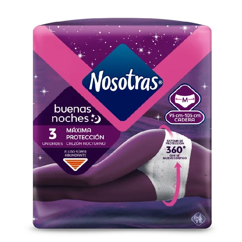 Nosotras Calzón Nocturno Talla M 3 Unidades