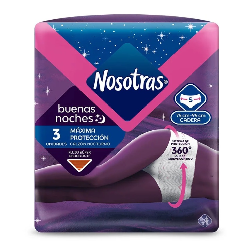 Nosotras Calzón Nocturno Talla S 3 Unidades