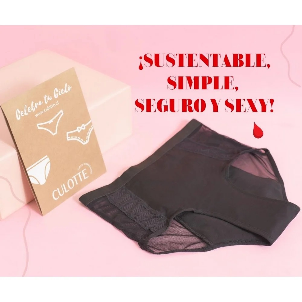 Calzón Menstrual Reutilizable Violeta Negro Talla L Culotte