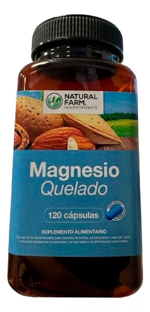 Magnesio Quelado 120 Cápsulas Natural Farm