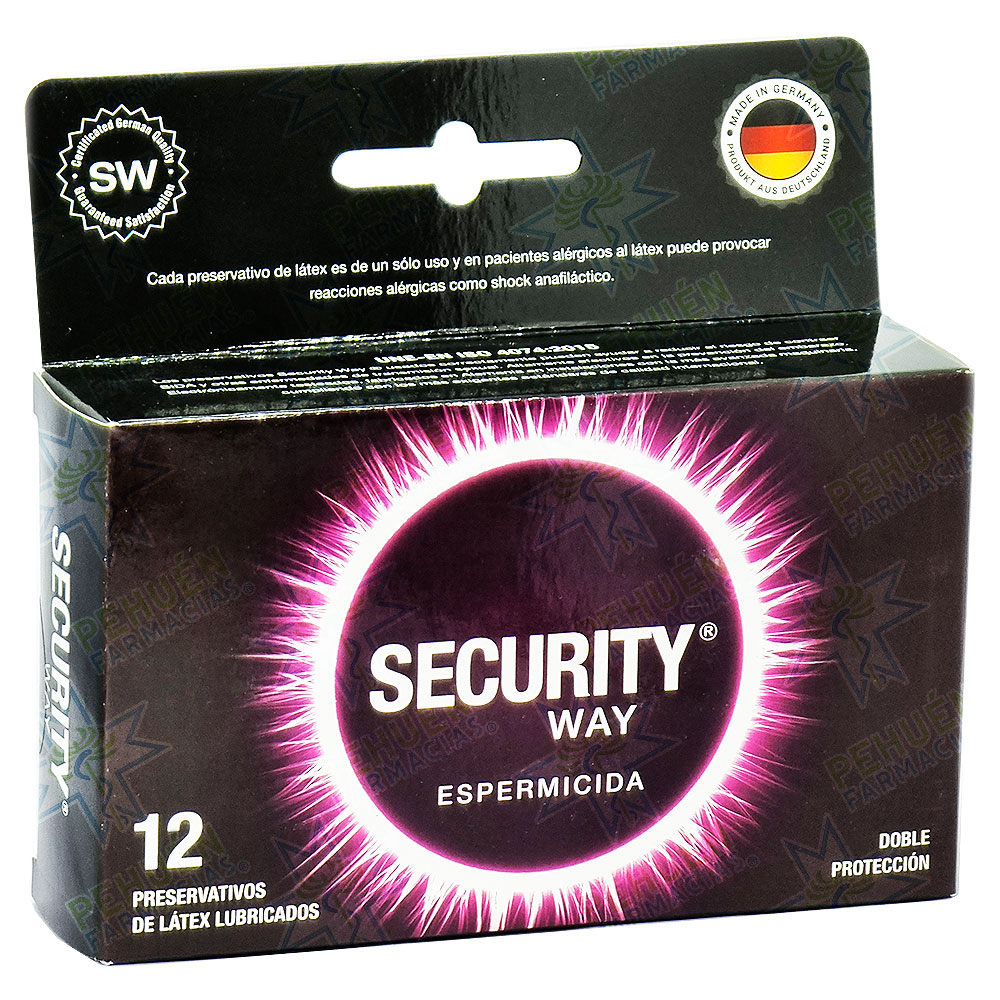 Security Way Espermicida 12 Condones con Espermicida