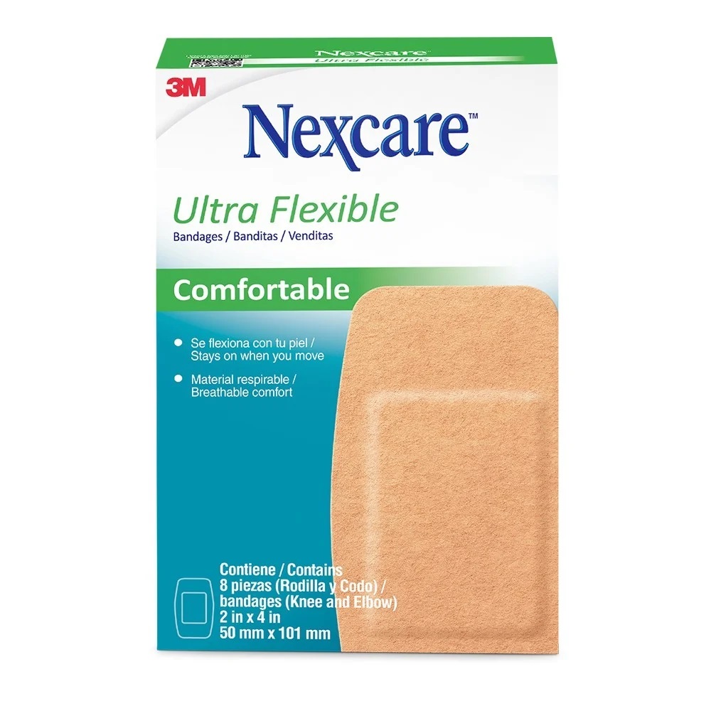 Nexcare Parche Ultra Flexible Comfortable Respirable Rodilla Codo 8 Unidades