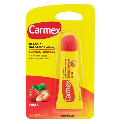 Carmex Bálsamo Labial Tubo Frutilla Labios Secos y Agrietados 10 g