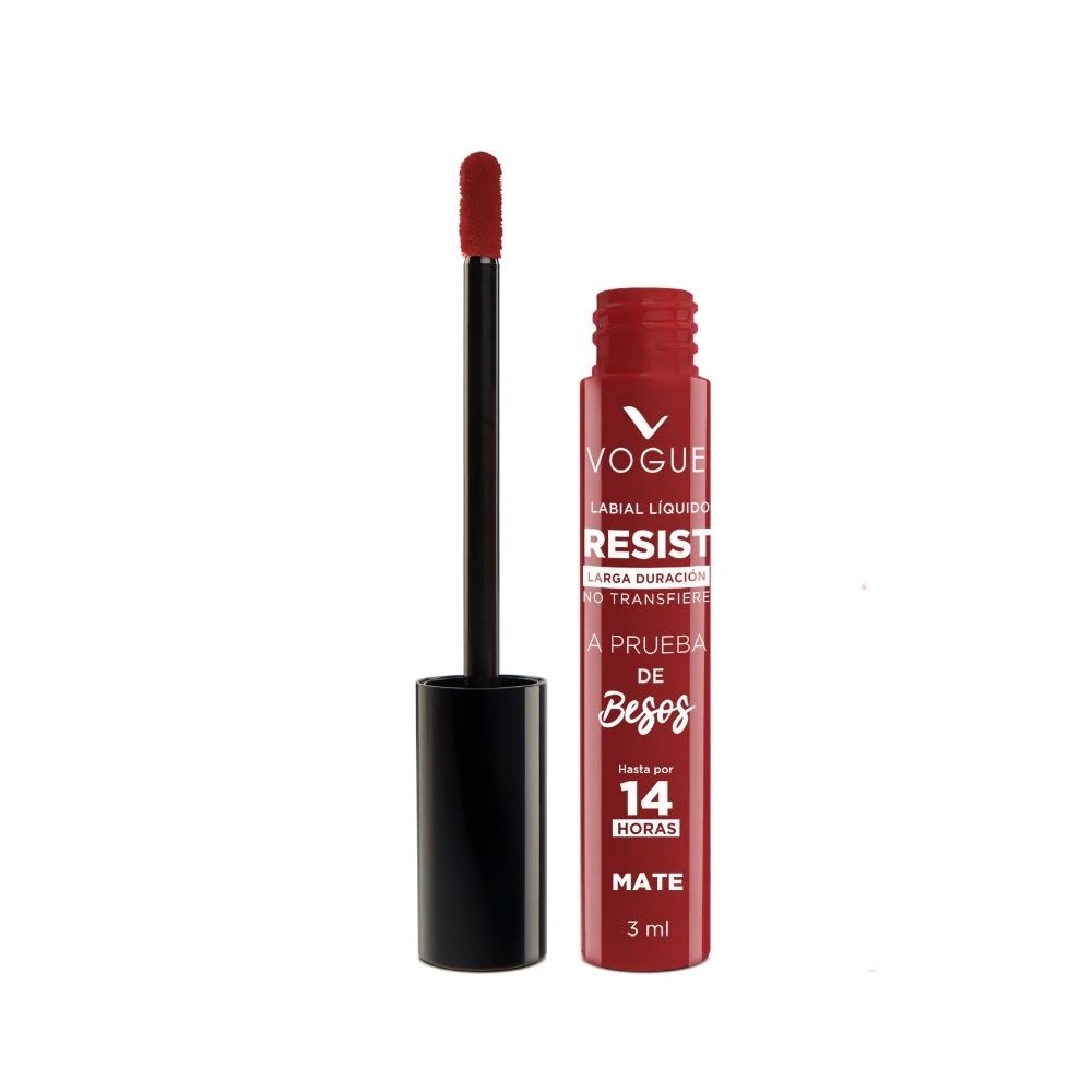 Vogue Labial Líquido Resist a Prueba de Besos 14 Hrs Mate Invencible 3 mL