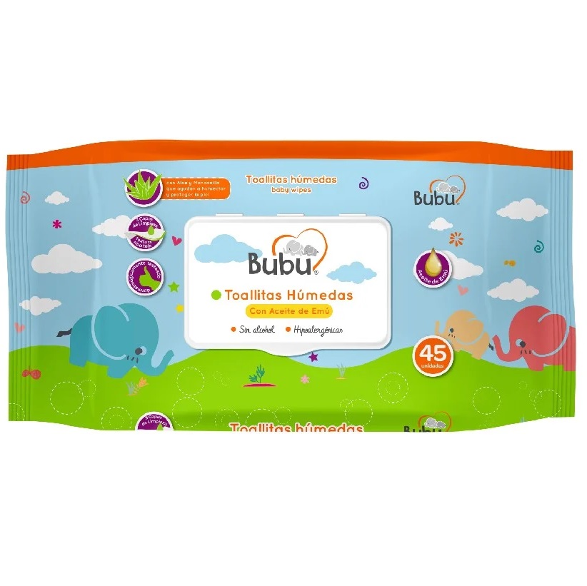 Bubu Toallitas Húmedas con Tapa 45 Unidades
