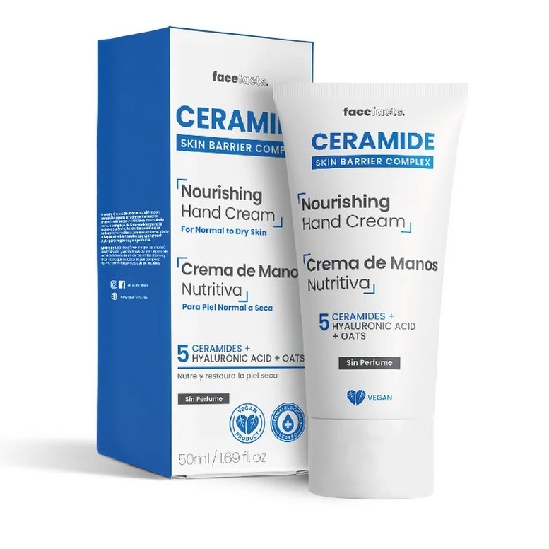 Ceramide Crema de Manos Nutritiva Piel Normal a Seca 50 mL FaceFacts