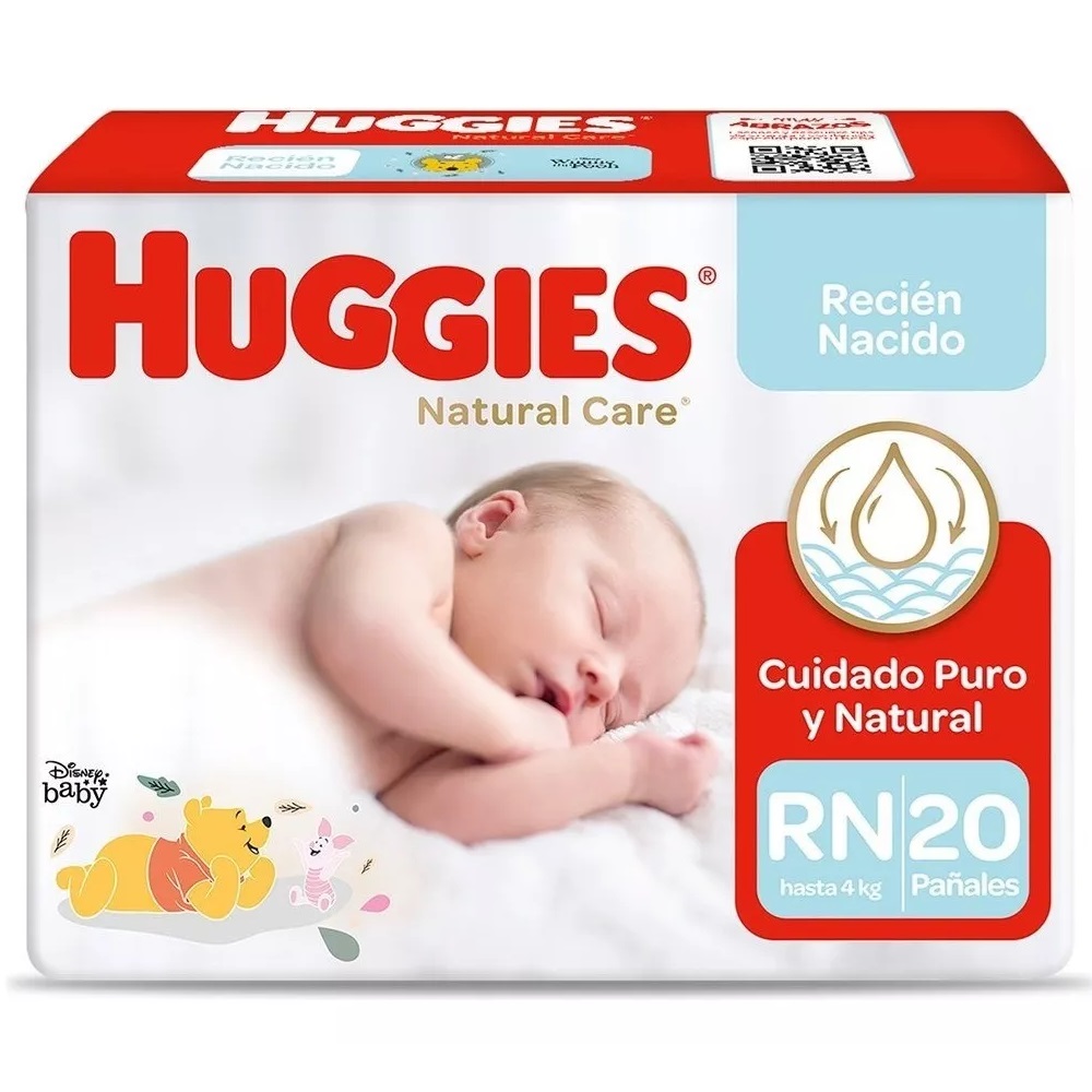 Huggies Natural Care Talla RN Hasta 4 Kg 20 Pañales Kimberly Clark