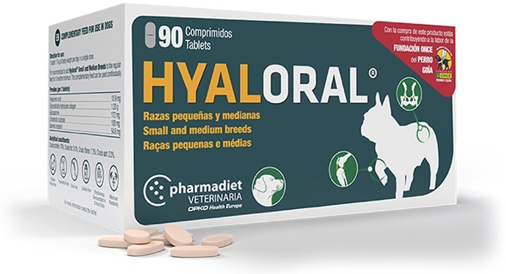 Hyaloral Raza Pequeña/Mediana Perro 90 Comprimidos Pharmadiet