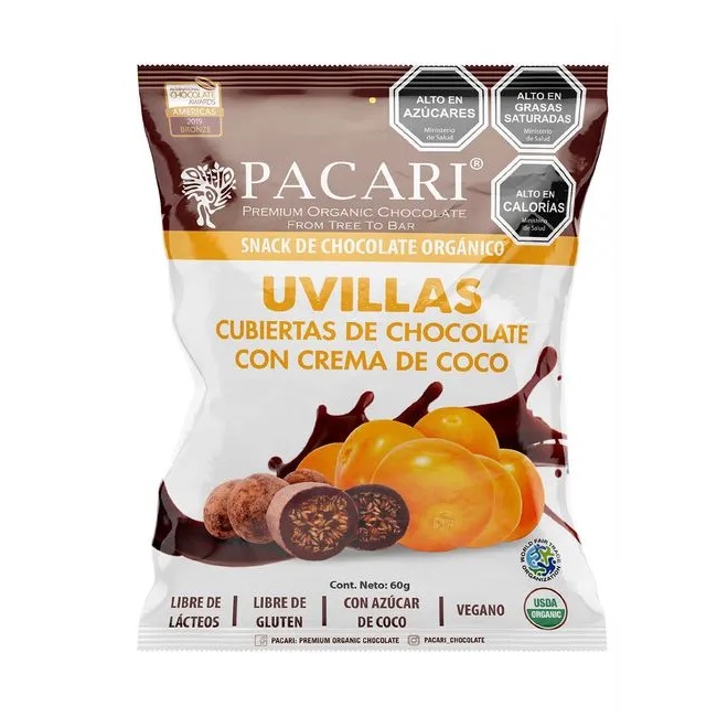 Snack Uvillas con Chocolate Orgánico 60 g Pacari
