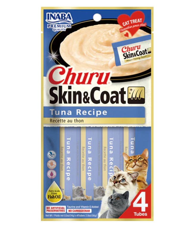 Churu Piel y Pelaje Atún Snack Cremoso Gatos 4 sachet x 14 g
