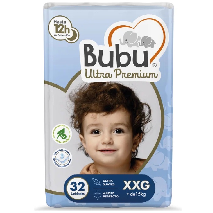 Bubu Ultra Premium Talla XXG Más de 15 Kg 32 Pañales
