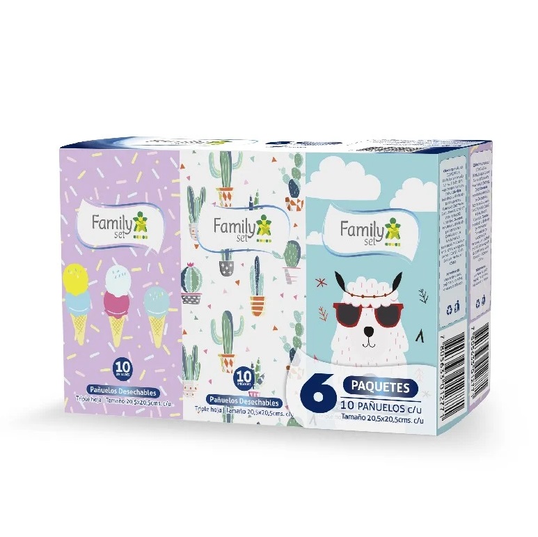 Family Set Triple Hoja 6 Paquetes de 10 Pañuelos Desechables