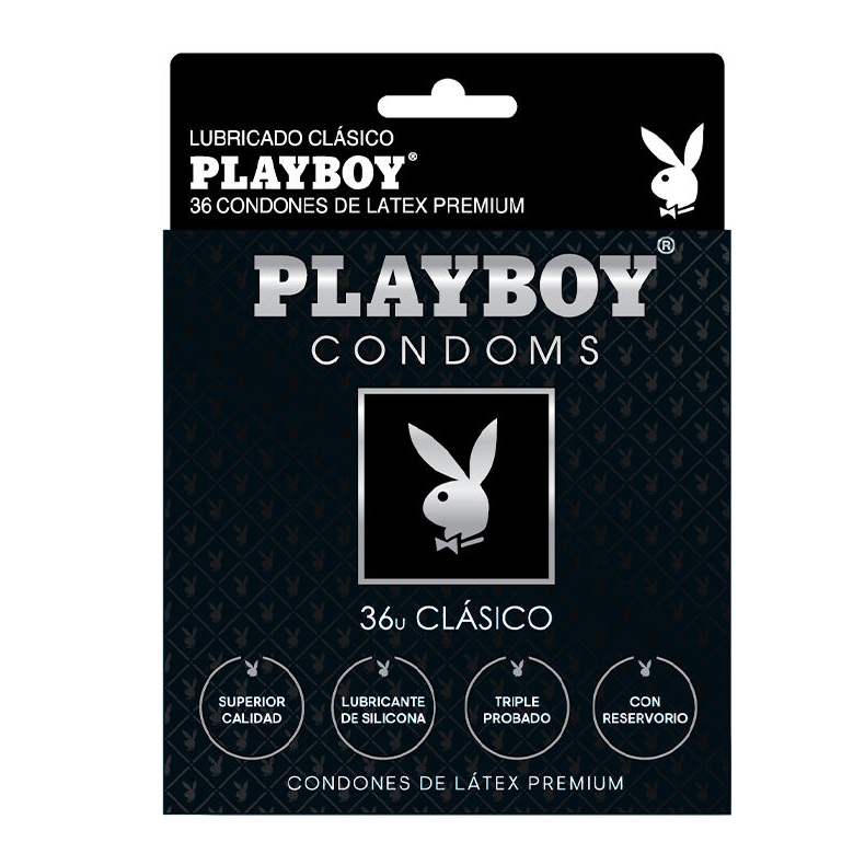 Playboy Condoms 36 Condones de Látex Premium Lubricados con Silicona