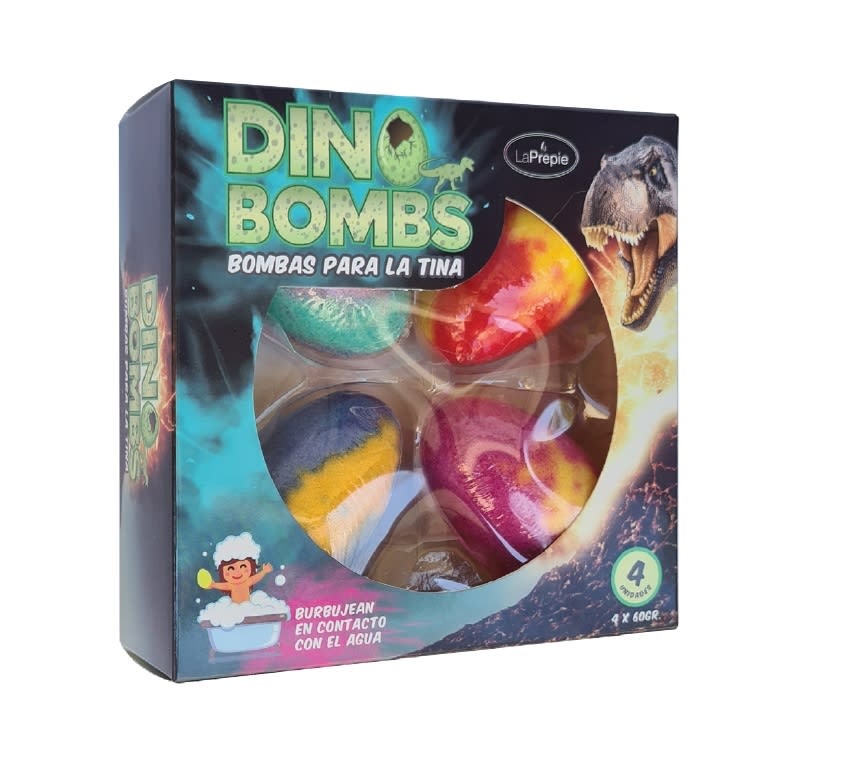 Dino Bombs 4 Bombas de Baño Efervescentes para la tina La Prepie