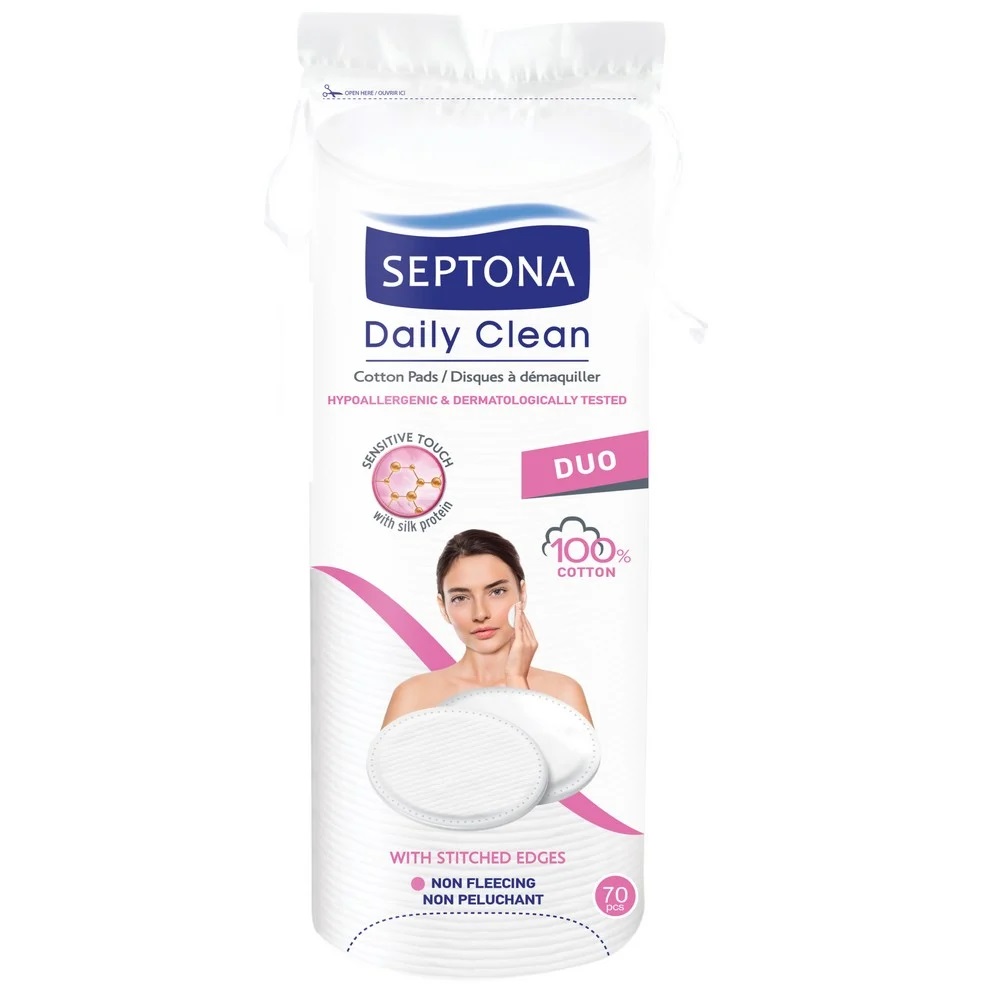 Pétalos Desmaquillantes Septona Daily Clean 100% Algodón 70 Unidades