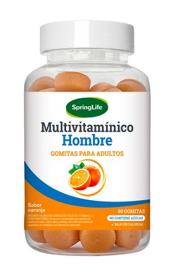 Multivitamínico Hombre 60 Gomitas Sabor Naranja Springlife