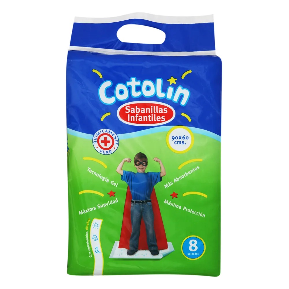 Cotolin Sabanillas Desechables Infantiles con Gel 90 x 60 cm 8 Unidades