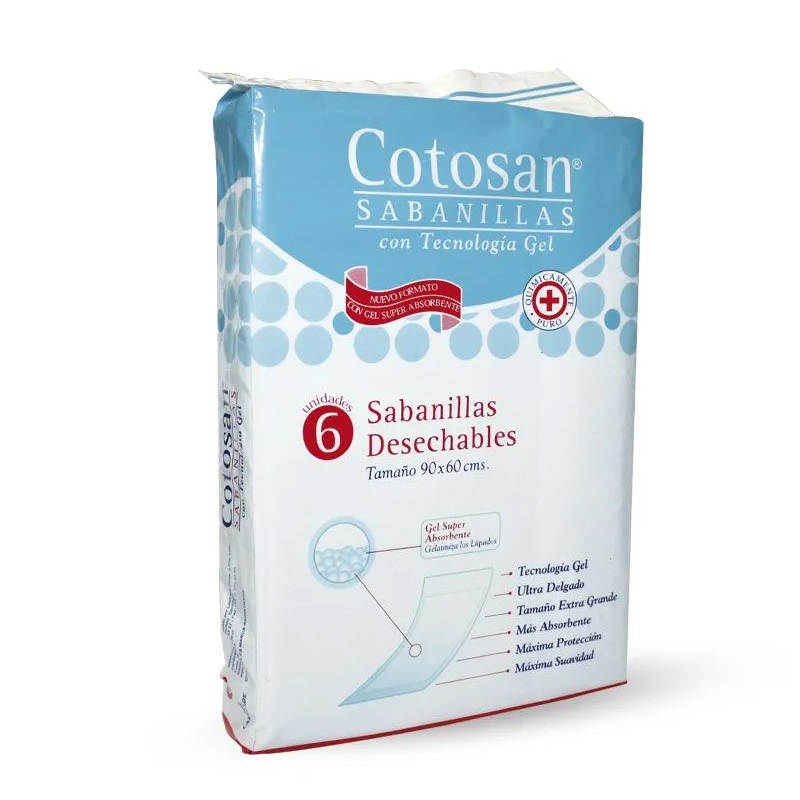 Cotosan Sabanillas Desechables con Gel Adulto 90 x 60 cm 6 Unidades