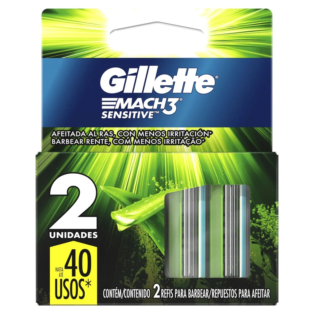 Gillette Mach3 Sensitive Repuestos 2 Cartuchos P&G