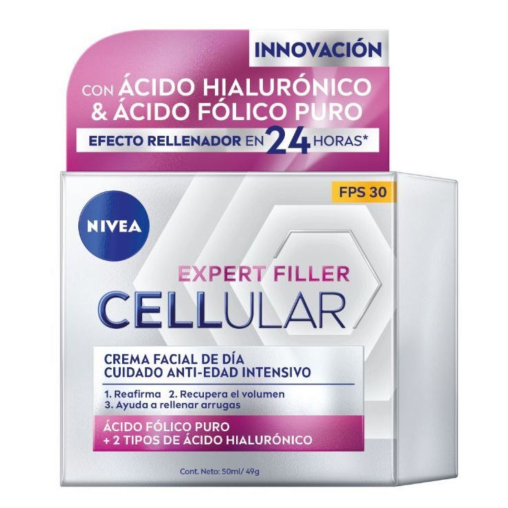 Nivea Hyaluron Cellular Filler Reafirmante Crema Anti-Edad Día FPS 30 50 mL