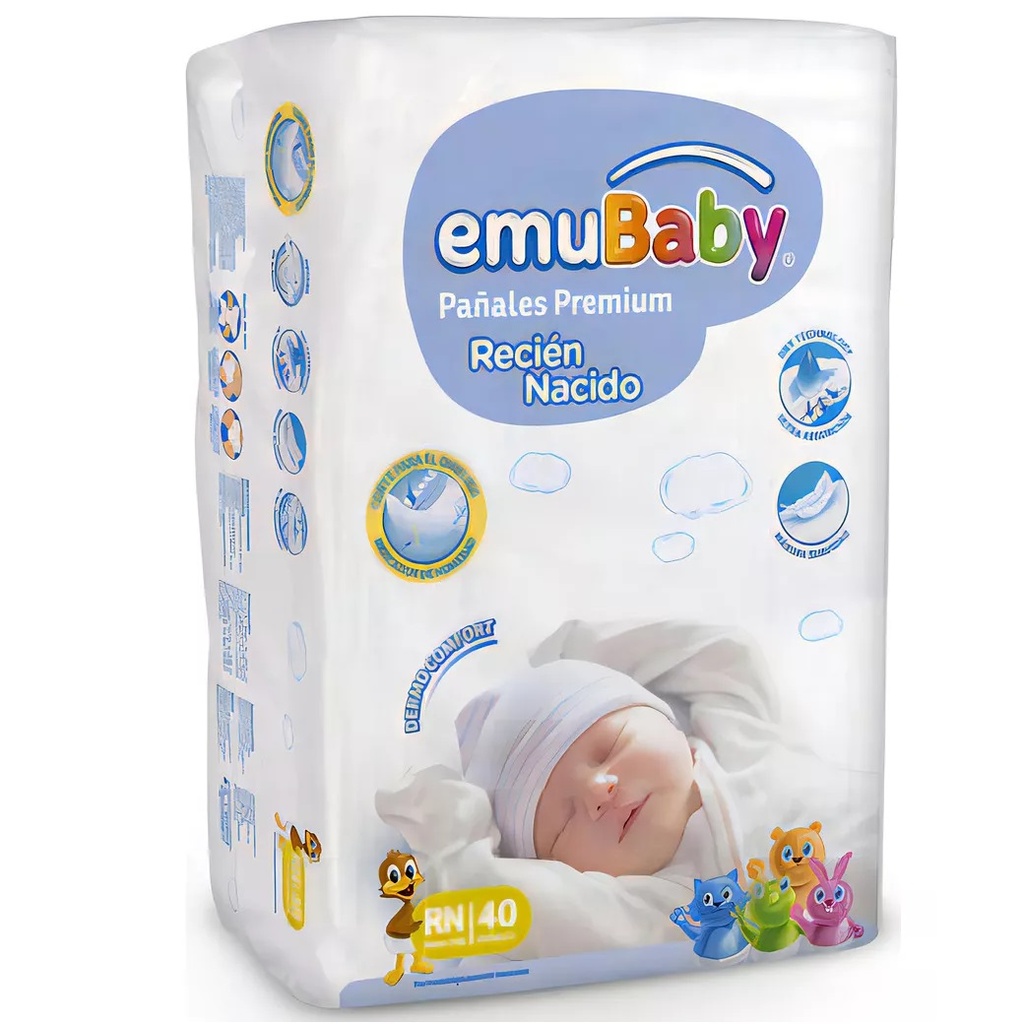 Emu Baby Talla RN Hasta 3 Kg 40 Pañales Desechables Emuchile