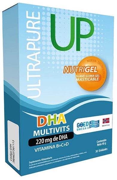 UP Omega 3 Ultrapure DHA 220 mg + Vit. B+C+D 30 Gomitas Newscience